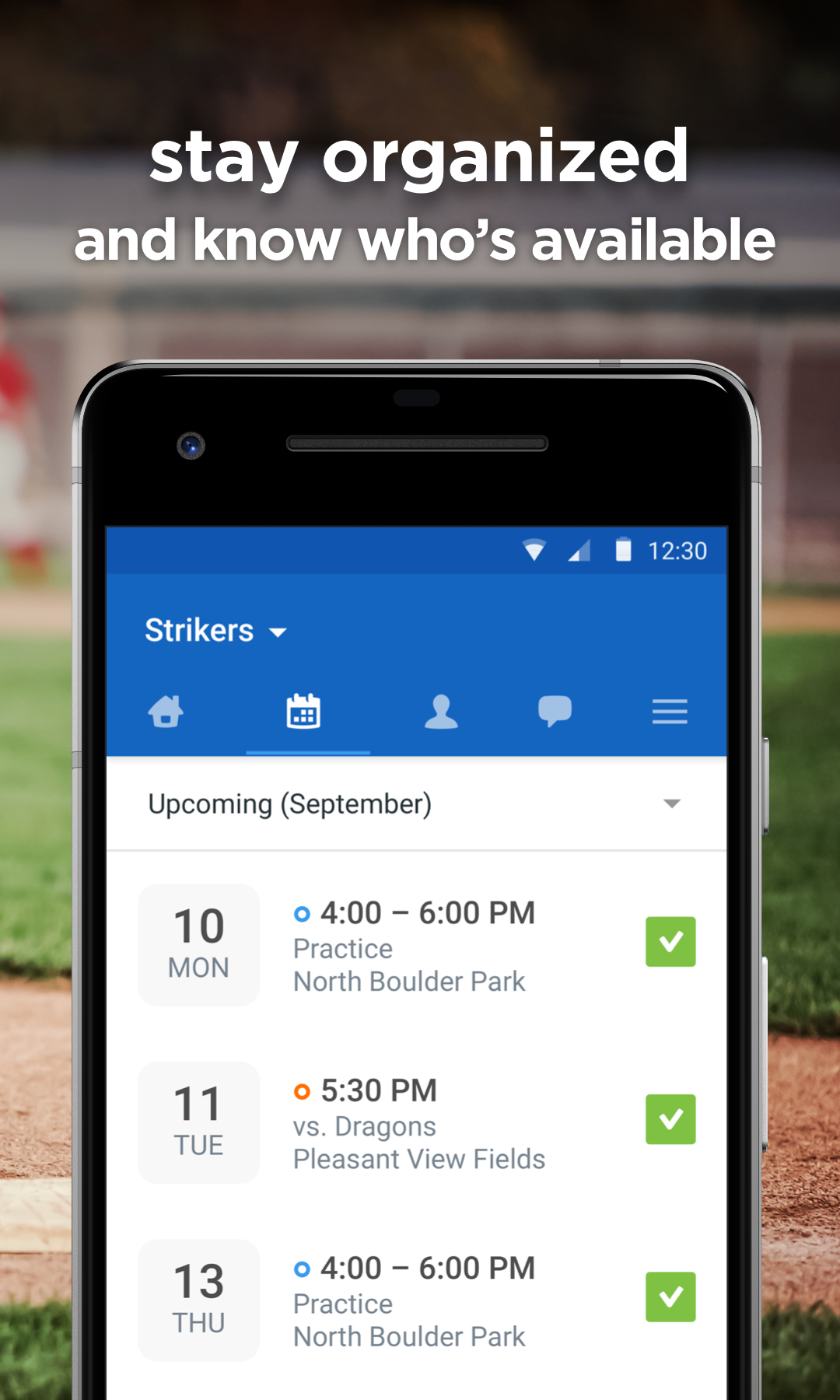 Android application TeamSnap: No.1 Sports & Activity Management App screenshort