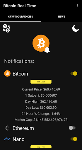 Android application Bitcoin Real Time screenshort