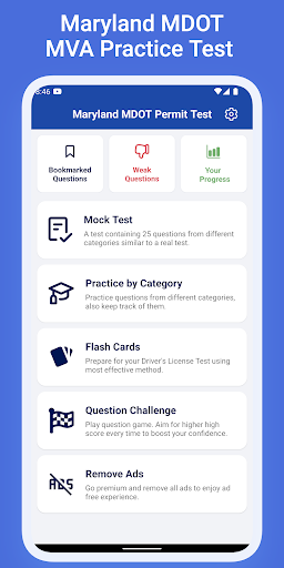 Android application MD MDOT Permit Practice Test screenshort