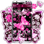 Pink Black Butterfly Theme  Icon
