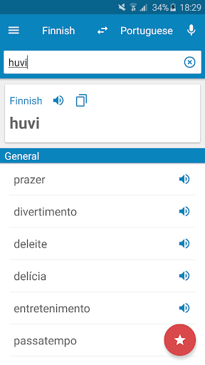 Android application Finnish-Portuguese Dictionary screenshort