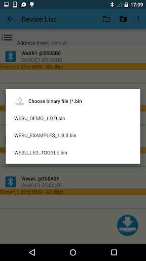 Screenshot of ST BlueDFU