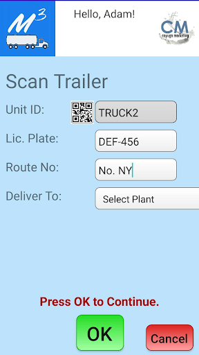 Mobile Milk Manager (M3) Screen 2