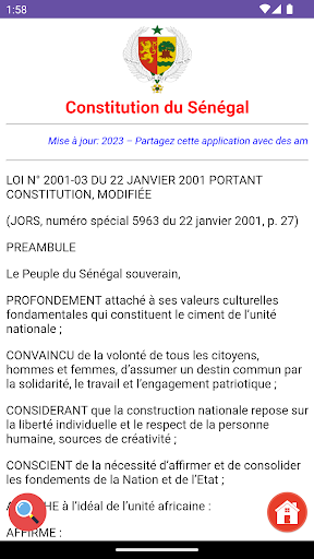 Android application Constitution du Sénégal screenshort