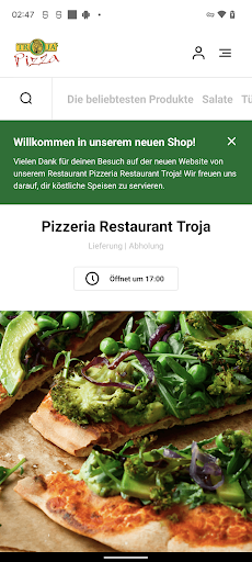 Android application Pizzeria Restaurant Troja screenshort