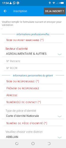 Android application YAFOY Paiement Marchand screenshort