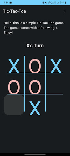 Android application Tic Tac Toe Widget screenshort