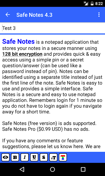 Safe Notes Pro Secure NotePad banner