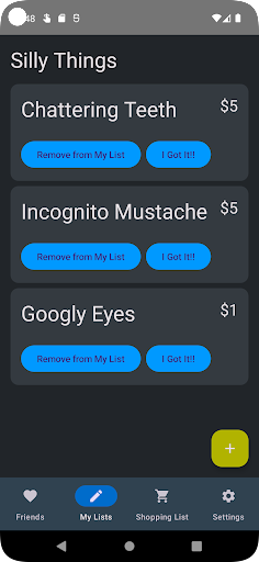 Wish List Screen 2