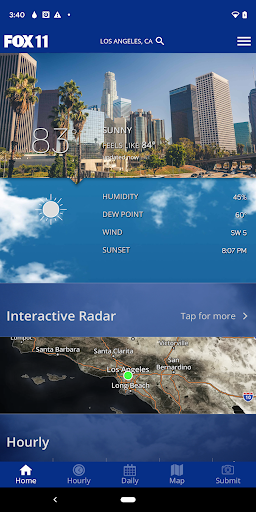 Screenshot of FOX 11 Los Angeles: Weather
