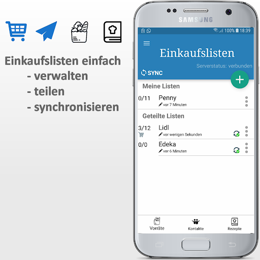 Android application Einkaufsliste screenshort