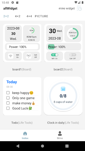 Android application Allwidget screenshort