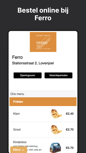 Android application Ferro - Frituur en Taverne screenshort
