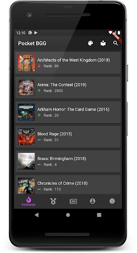 Android application Pocket BGG screenshort