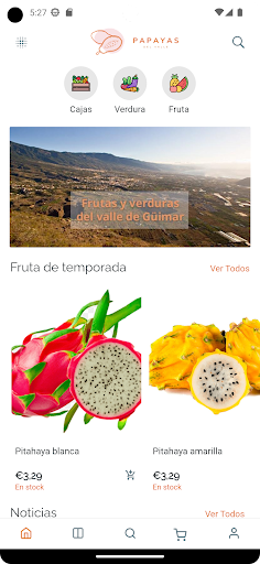 Android application Papayas del Valle screenshort