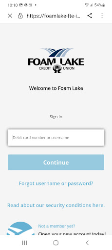 Foam Lake CU Mobile App Screen 3
