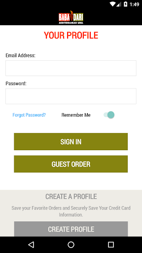 Android application Baba Dari Mediterranean Grill screenshort