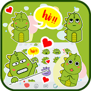 Cute Green Dinosaur Emoji Stickers