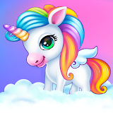 Newborn unicorn care game icon