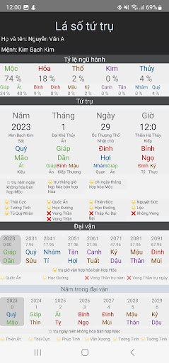 Lá số Tứ Trụ - Tử Bình Screen 2