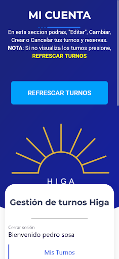 Android application Higa Turnos screenshort