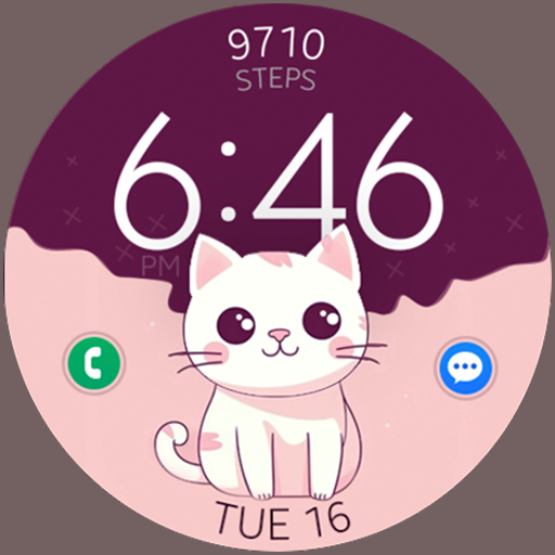 Cat digital cute watch face logo