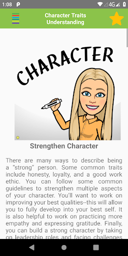 Android application Character Trait Understanding screenshort