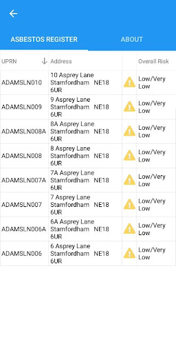 Asbestos Lookup Screen 2