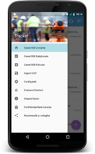 Android application RGI Tracker screenshort