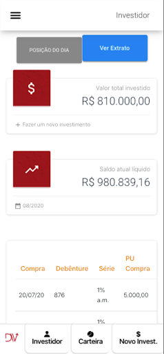 Android application Davos Securitizadora screenshort