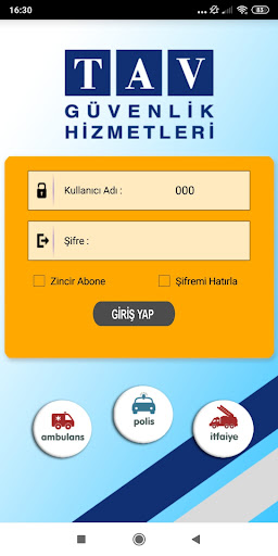 Android application TAV Güvenlik Sinyal Takibi screenshort