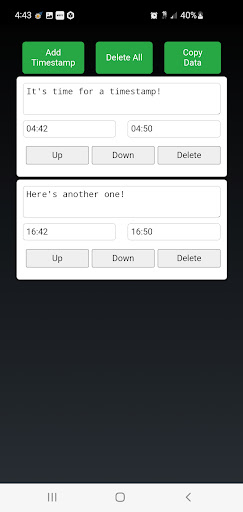 Android application Simple Timestamps screenshort
