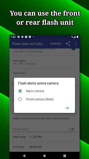 Screenshot of Flash alert