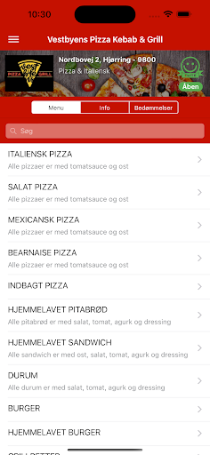 Android application Vestbyens pizza kebab & grill screenshort
