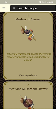 Android application Tears Cookbook screenshort