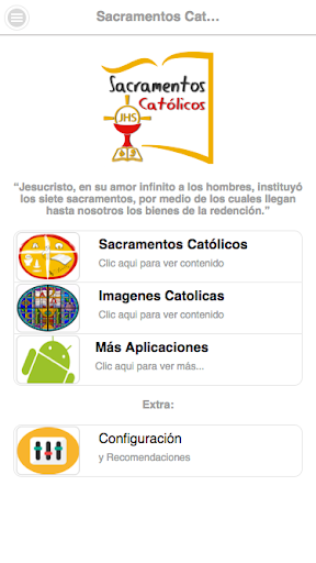 Android application Sacramentos Católicos screenshort