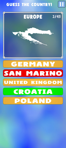 Pangea - Countries Quiz Screen 3