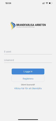 Android application Brandfarliga arbeten screenshort