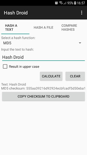 Android application Hash Droid screenshort