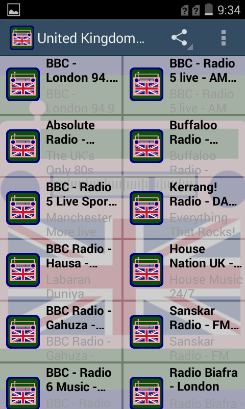 Android application United Kingdom Radio Stations screenshort