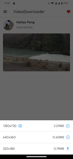 Android application Video Downloader for Twitter screenshort