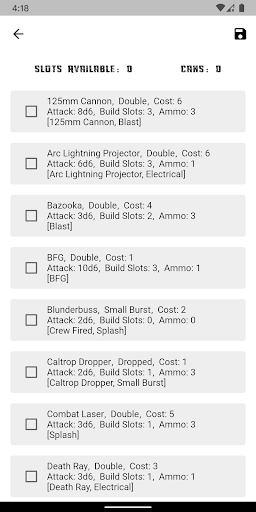 Gaslands Vehicle Editor Screen 3