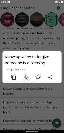 Android application Forgiveness Quotes and Sayings screenshort