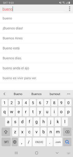 Android application 모든 스페인어 사전 screenshort