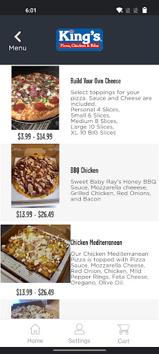 Screenshot of King's Pizza Roseville