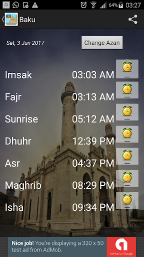 Android application Azerbaijan Prayer Timings screenshort