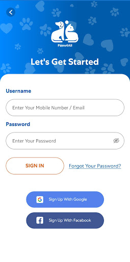 Android application Paws4All screenshort