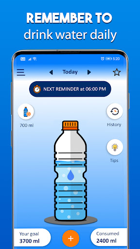 Android application Water Reminder screenshort
