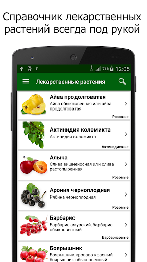 Android application Лекарственные растения screenshort