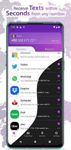 Android application Second Temporary Phone Number screenshort